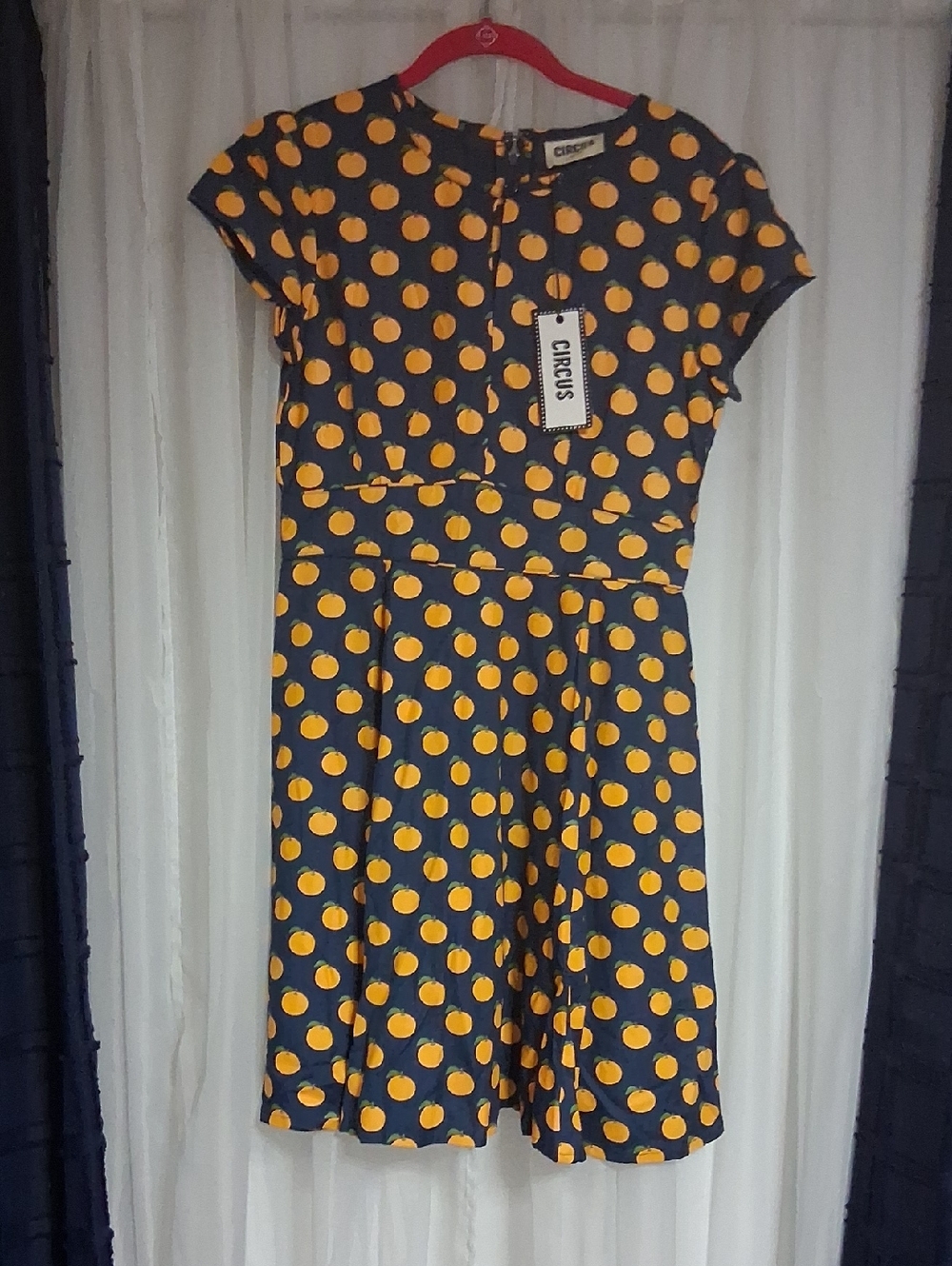 Circus by Sam Edelman Navy Dress with Fruit. UK sz 12. US sz 8